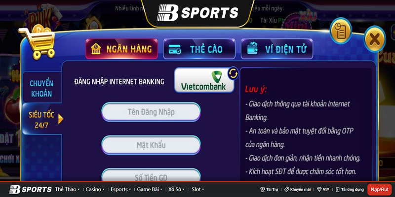 Nạp – rút tiền nhà cái rikvip