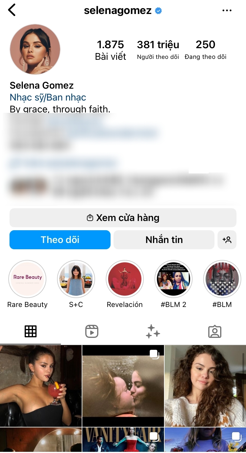 Lượt theo dõi của Selena Gomez trên instagram