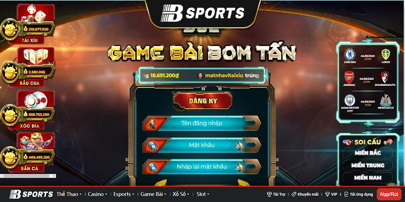 Giao diện hiện đại của cổng game b52